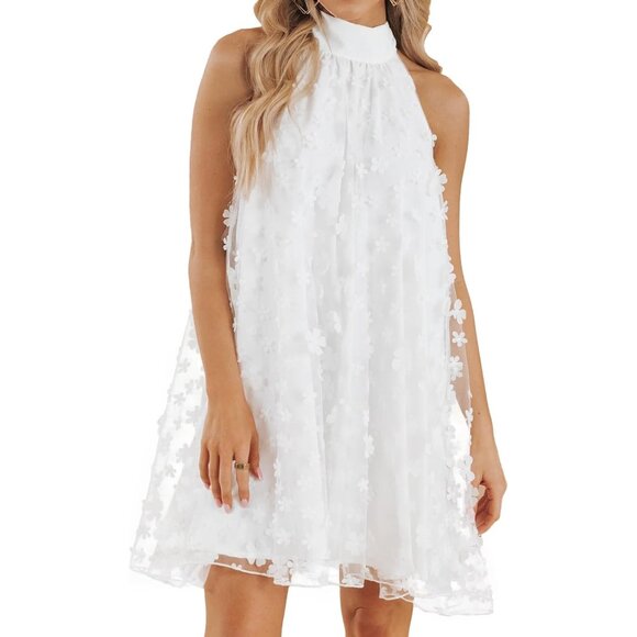 Womens Summer Wedding Guest Formal Dresses Cocktail Halter Swing Dress